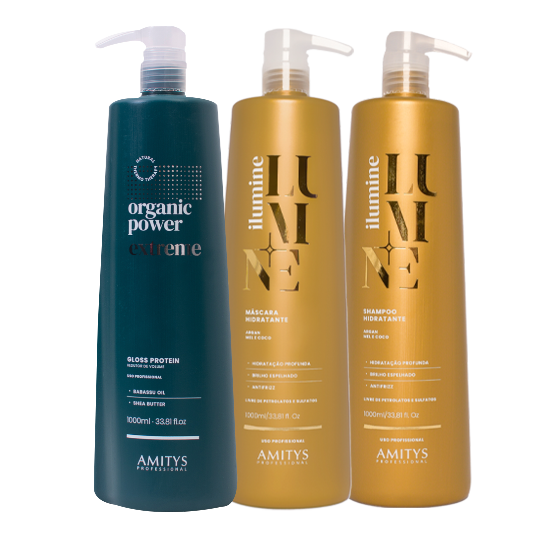 KIT USO PROFESIONAL ORGANIC POWER EXTREME + SHAMPOO & MASCARILLA ILUMINE 1LITRO