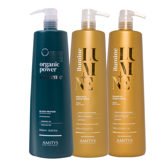 KIT USO PROFESIONAL ORGANIC POWER EXTREME + SHAMPOO & MASCARILLA ILUMINE 1LITRO