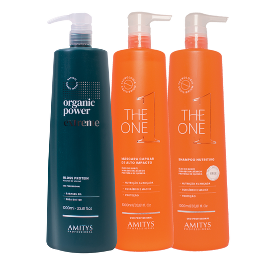 KIT USO PROFESIONAL ORGANIC POWER EXTREME + SHAMPOO & MASCARILLA 1 LITRO THE ONE